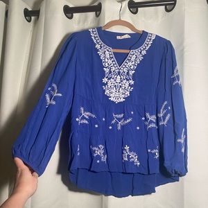 Luna Moon Embroidered Peasant Top
